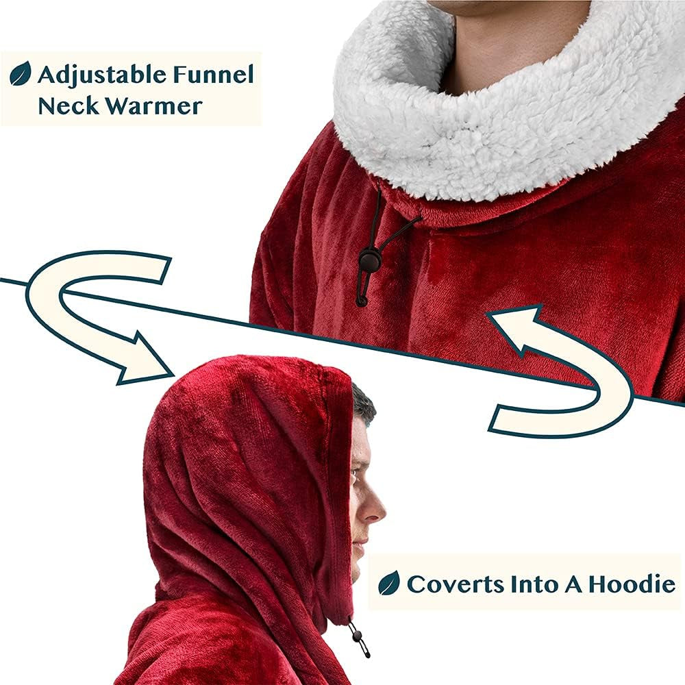 Ultimate Wearable Blanket Hoodie – Cozy Sherpa Fleece with Giant Hood & Sleeves! 😍🔥