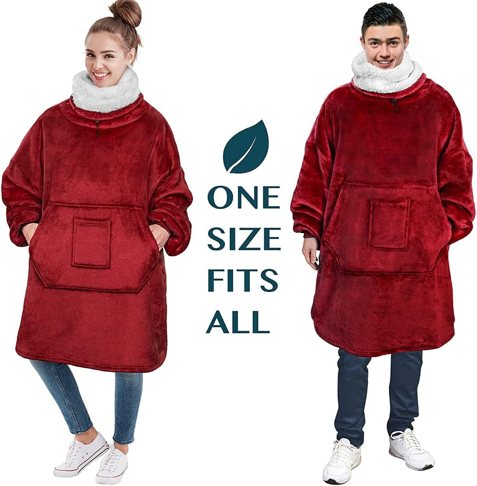 Ultimate Wearable Blanket Hoodie – Cozy Sherpa Fleece with Giant Hood & Sleeves! 😍🔥