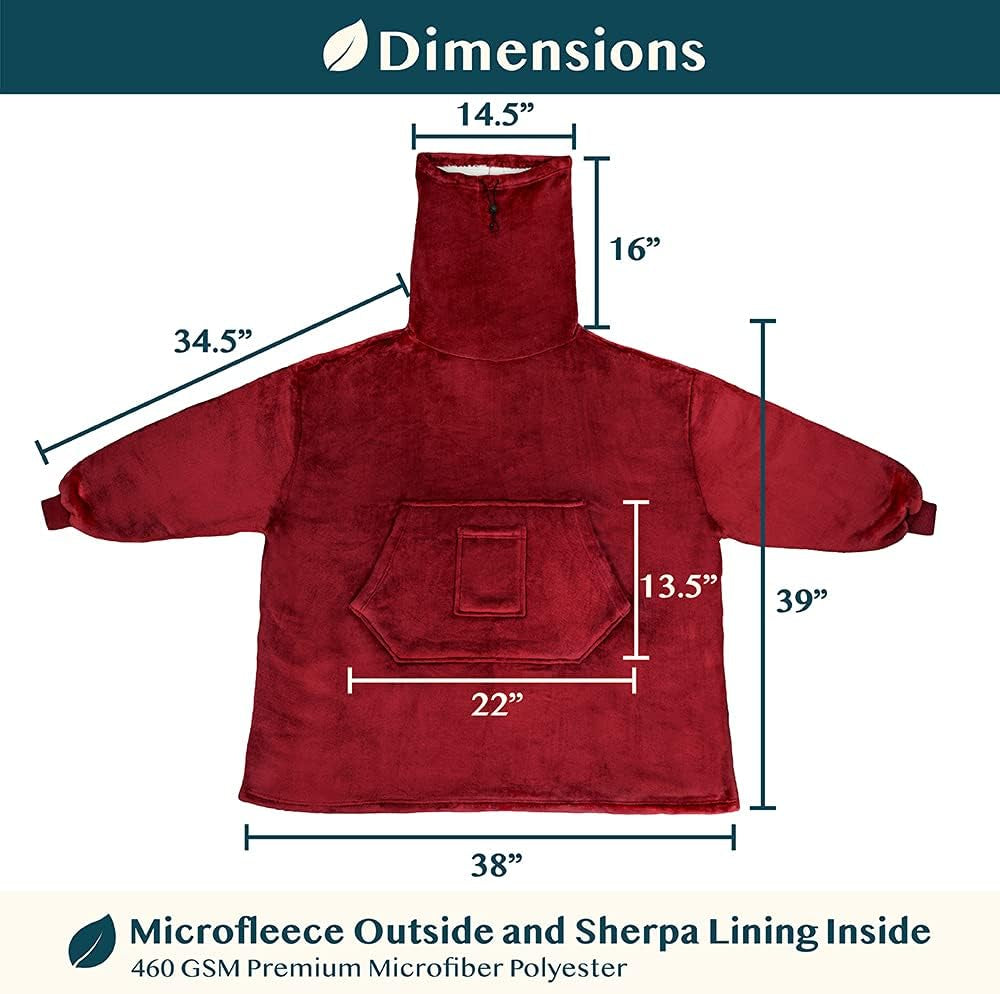 Ultimate Wearable Blanket Hoodie – Cozy Sherpa Fleece with Giant Hood & Sleeves! 😍🔥